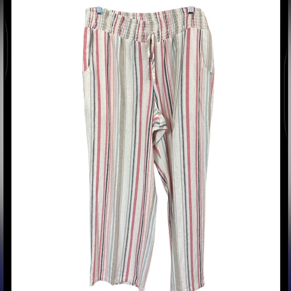 Maurices Linen Blend Striped Pull-On Pants size large